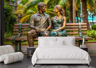 Popular sculpture of a couple sitting on a bench, known as Namoradeira in Brazil , Brazil, sculpture, art, love, romance Wall mural