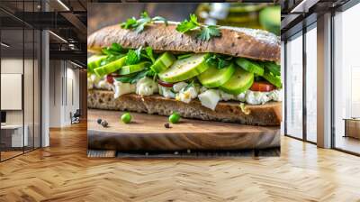 Sourdough sandwich with avocado and feta cheese, perfect for a healthy and delicious lunch , sourdough, sandwich, avocado, feta Wall mural