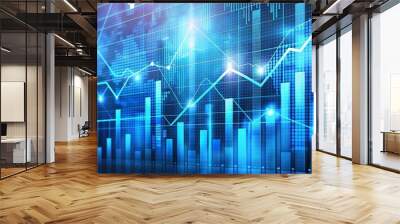 Technical financial graph displayed on a technology abstract background, stock market, data analysis Wall mural