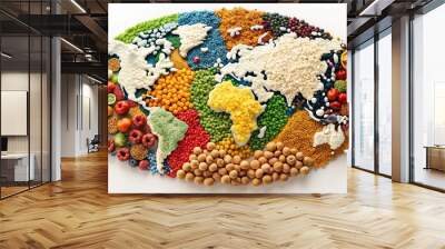 Vibrant world made of cereal and plant-based vegan products, cereal, vegan, plant-based, food, healthy Wall mural