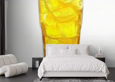 glass of yellow soda water isolated on white background. drinking water concept for designer Wall mural