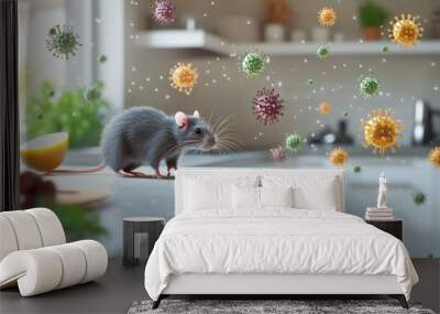 rat germs and virus in kitchen room Wall mural