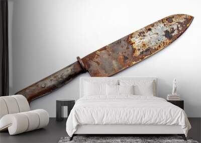 rusty old knife on isolated white background, Material work concept for designer Wall mural