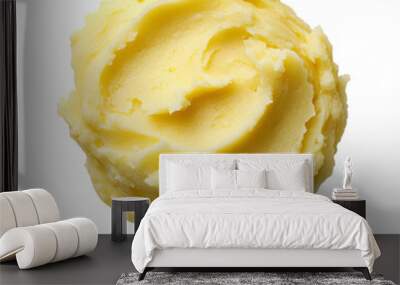 Close up of creamy yellow butter, isolated on black background Wall mural