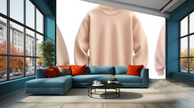 Collection of stylish pastel sweatshirts on display, perfect for casual wear and fashion trends Wall mural