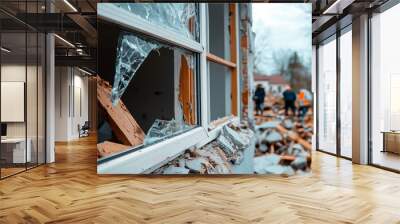 Damage from a Natural Disaster Aftermath Scene Wall mural