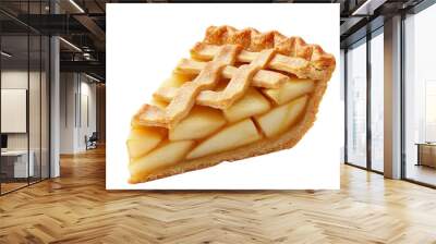 Delicious slice of homemade apple pie with golden crust and visible apple filling Wall mural