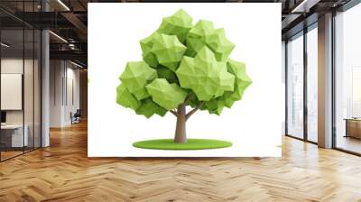 Different green tree varieties in cartoon and realistic styles Isolated on Transparent Background Wall mural