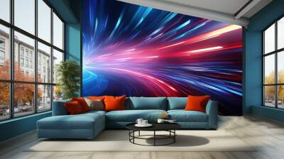 Futuristic abstract background with speed motion blur and lighting effects. Wall mural