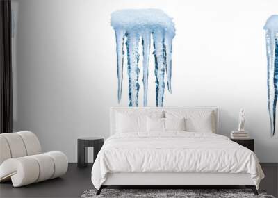 Icicles with Snow Isolated on Transparent Background Wall mural