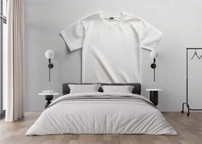 Plain White T-Shirt on Minimalistic Grey Background Wall mural