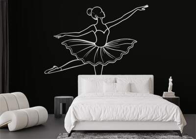 a ballerina in a tutu and skirt, The dancer wore a tutu and skirt, showcasing her elegant and graceful movements. Wall mural