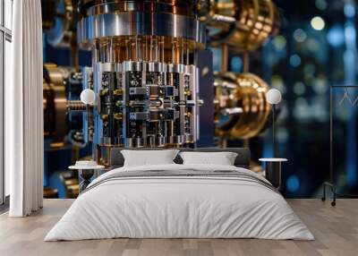 a close up of a machine with many different parts, Investigate the behavior of quantum computing Wall mural