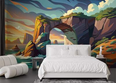 A rugged coastal arch, carved by the relentless forces of wind and water Wall mural