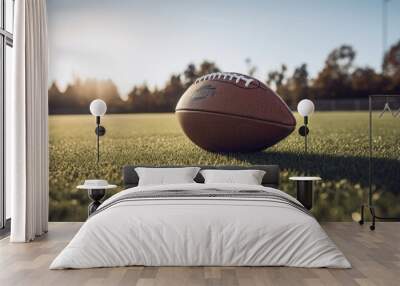 American football on a pristine field, American handball photography in sports field Wall mural