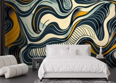 colorful abstract background with wavy lines, An abstract pattern with swirling lines and shapes Wall mural