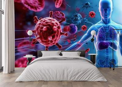 Lupus Autoimmune disease causing inflammation and affecting various organs, Complex autoimmune condition characterized by inflammation that can impact multiple organs and systems in the body Wall mural