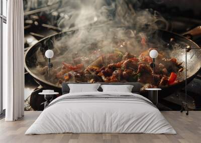 The sizzle of fajitas on a hot skillet Wall mural