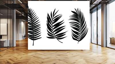 Beautiful palm tree leaf set silhouette background vector illustration  Wall mural