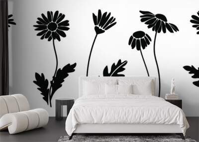 
Vector illustration of chamomile. Healing Herbs for design. Beautiful silhouette of flowers Wall mural