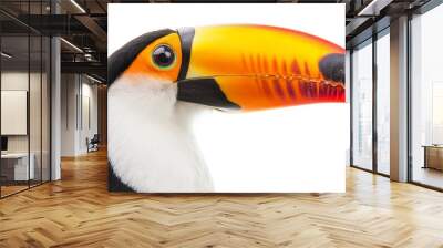 Close-Up of a Vibrant Toucan with Colorful Beak on White Background - High-Resolution Wildlife Photography Wall mural