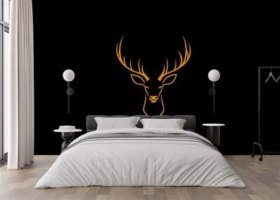 Clean and simple deer logo with abstract antlers, designed in a minimalistic style. Wall mural