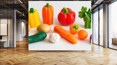 Colorful vegetable set including carrots, tomatoes, and potatoes, perfect for teaching children about healthy eating in a fun and engaging way. Wall mural