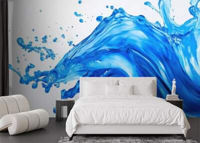 Energetic blue wave splash with clean edges on a white background Wall mural