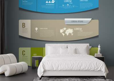 Banner colorful label paper cut for business infographic design Wall mural