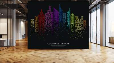 Colorful building dot design background, vector illustration Wall mural