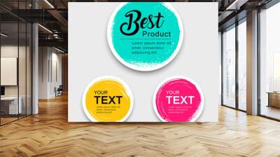 Colorful label paper circle brush stroke style collections, vector illustration Wall mural