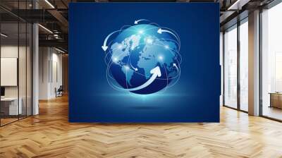 Modern globe connections network design, vector Wall mural