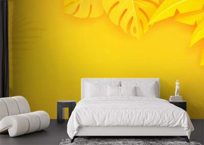 Summer, paper cut leaf shape yellow background. EPS 10 Vector illustration
 Wall mural