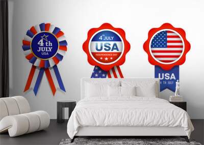 Vector Ribbon award flag of United States, collections design isolated on white background, illustration Wall mural