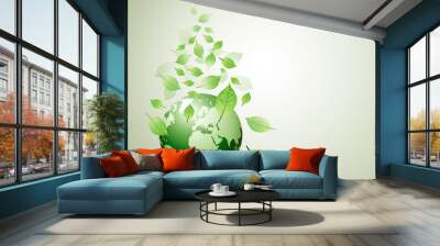 world and green leaves Wall mural