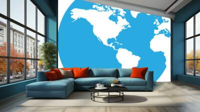 Globe planet in png. Earth globe in blue. Planet in png. Earth illustration on transparent background Wall mural