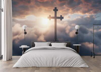 cross on the sky background Wall mural