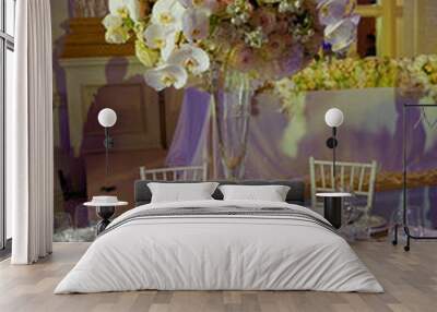 flowers on table in wedding day Wall mural