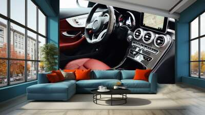 The luxury modern car Interior. Shallow dof. Wall mural