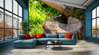 Axe wood chopping Wall mural