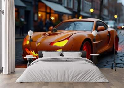 halloween car in the night Wall mural