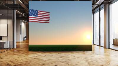 Usa Flag Extremely detailed and realistic 3d illustration of the american flag Wall mural