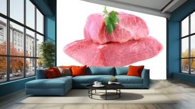 Fresh beef slab isolated on white Wall mural