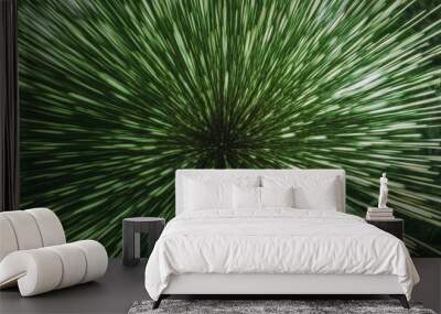 Abstract Green Botanical Burst: Creative Nature Photography with Radial Zoom Effect Wall mural