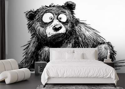 Anxious Bear: The Frazzled Cartoon Character. Generative AI Wall mural