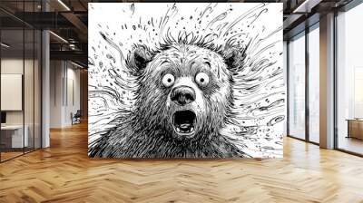 Anxious Bear: The Frazzled Cartoon Character. Generative AI Wall mural