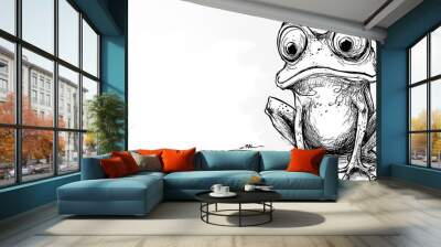 Anxious Frog: The Frazzled Cartoon Character. Generative AI Wall mural