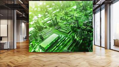 Emerald Innovations: Exploring Green Technology. Generative AI Wall mural