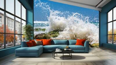 beautiful white sea wave splashes Wall mural