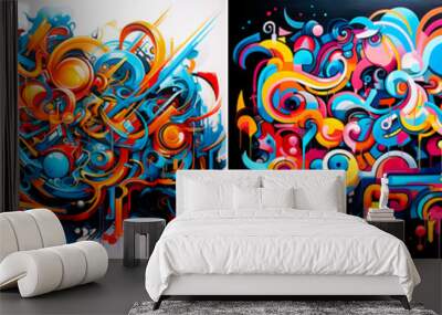 Express your creativity with abstract graffiti. Create unique and visually stunning designs. Enliven walls, buildings and public spaces with vibrant colors and shapes. Wall mural